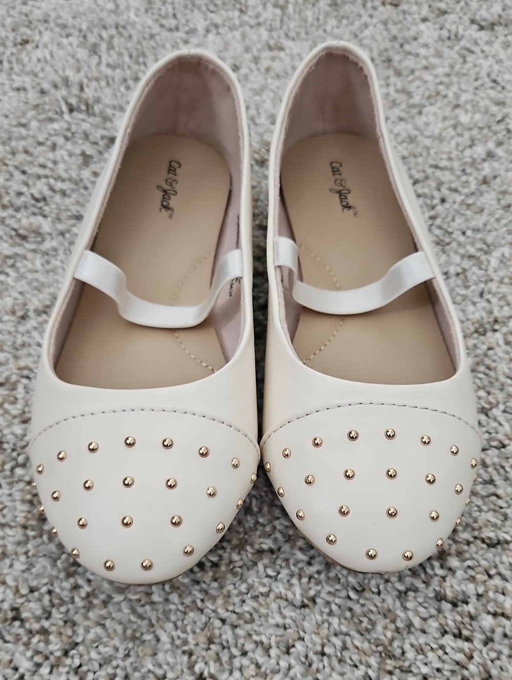 Cat & Jack Cream Ballet Flats with Gold Studs
